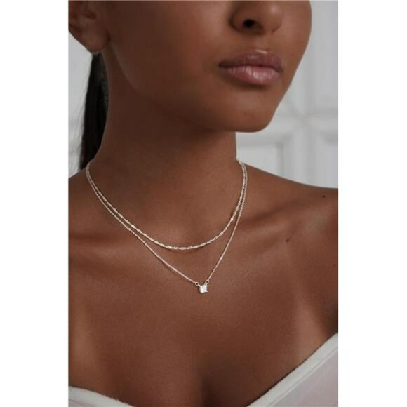Gold Choker Necklace Set 14K Plated Dainty Cubic Zirconia CZ Chain Layered Jewel - Picture 3 of 7